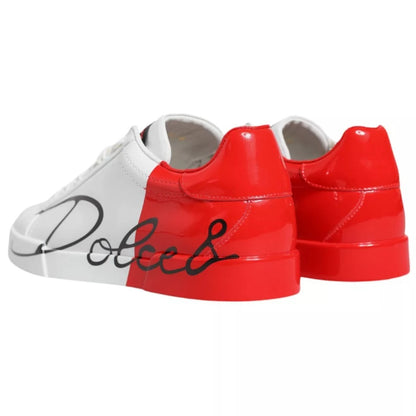 Dolce & Gabbana Weiß Rot Portofino Low Top Turnschuhe Schuhe