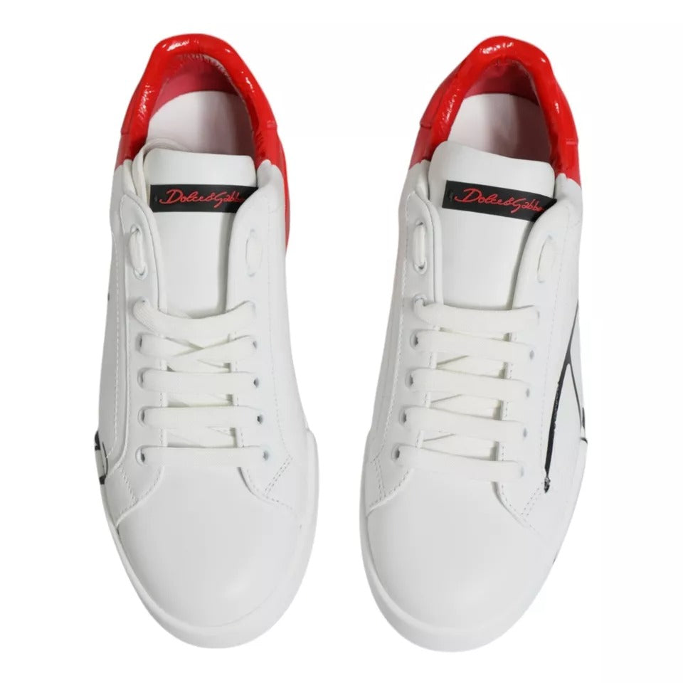 Dolce & Gabbana Weiß Rot Portofino Low Top Turnschuhe Schuhe