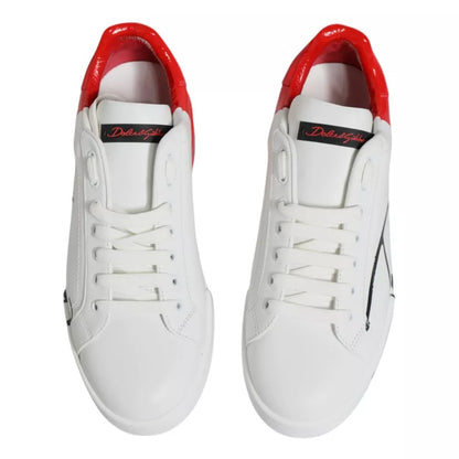 Dolce & Gabbana Weiß Rot Portofino Low Top Turnschuhe Schuhe