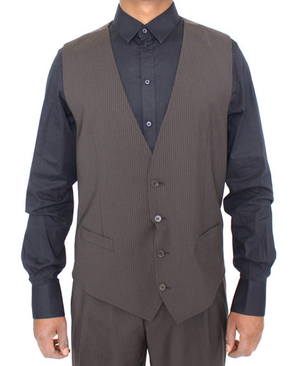 Dolce & Gabbana Braun gestreiftes Stretch-Kleid Vest