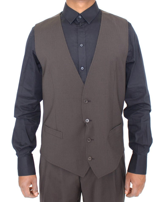 Dolce & Gabbana Braun gestreiftes Stretch-Kleid Vest
