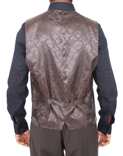 Dolce & Gabbana Braun gestreiftes Stretch-Kleid Vest