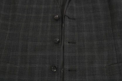Dolce & Gabbana Graue Wolle STAFF Karierte Stretch-Weste