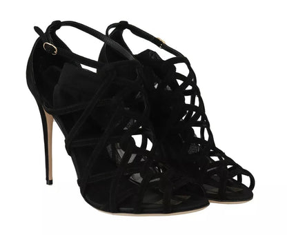 Dolce & Gabbana Schwarz Wildleder Stilettos Booties Socken Schuhe