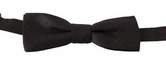 Dolce & Gabbana Graue gepunktete Seidenfliege mit verstellbarem Hals
