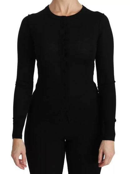 Dolce & Gabbana Schwarzes langärmeliges Oberteil aus Schurwolle Bluse Top