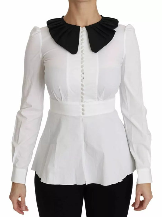 Dolce & Gabbana Schwarz Weiß Dekorative Knöpfe Tops Shirt Bluse