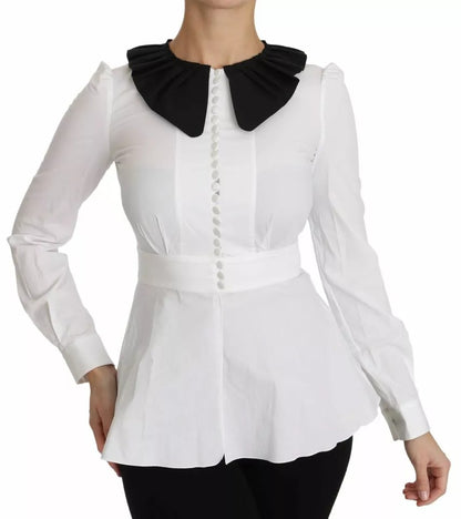 Dolce & Gabbana Schwarz Weiß Dekorative Knöpfe Tops Shirt Bluse
