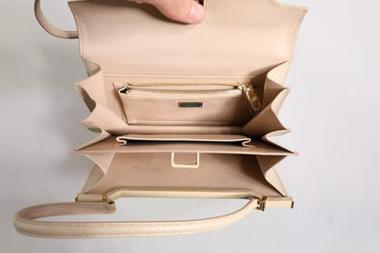 Dolce & Gabbana Beige Leder Ingrid Top Handle Umhängetasche