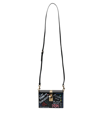Dolce & Gabbana Schwarze Graffiti Print Clutch Crossbody Tasche
