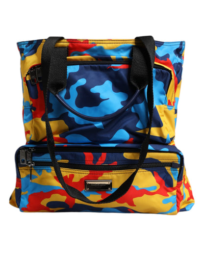 Dolce & Gabbana Multicolor Camouflage Nylon Einkaufstasche