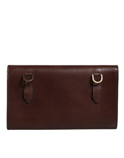 Dolce & Gabbana Braunes Leder mit Logo-Prägung Crossbody Bag