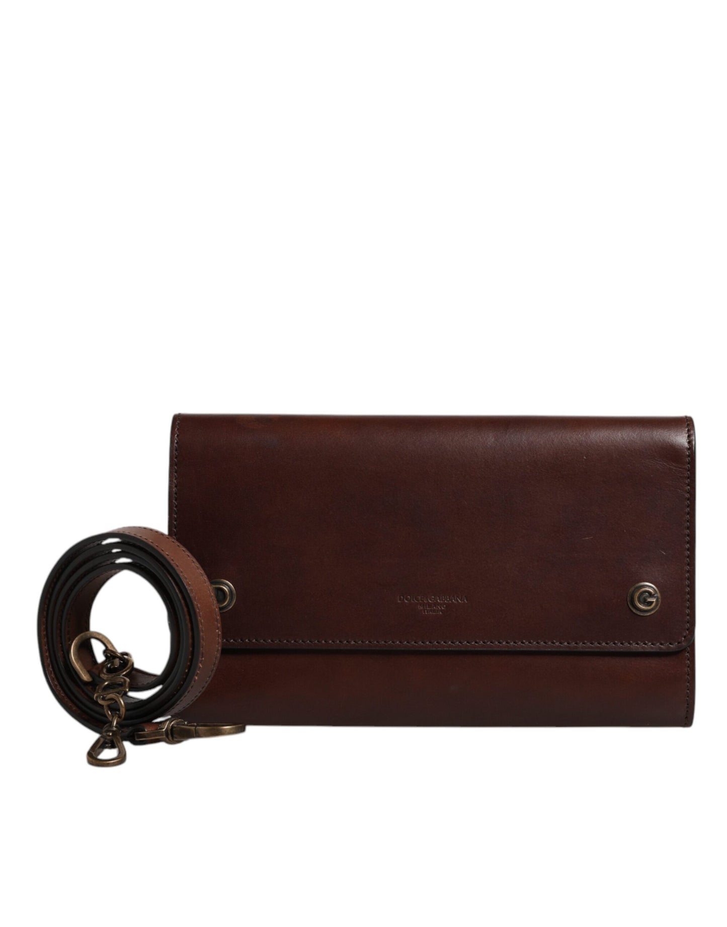 Dolce & Gabbana Braunes Leder mit Logo-Prägung Crossbody Bag