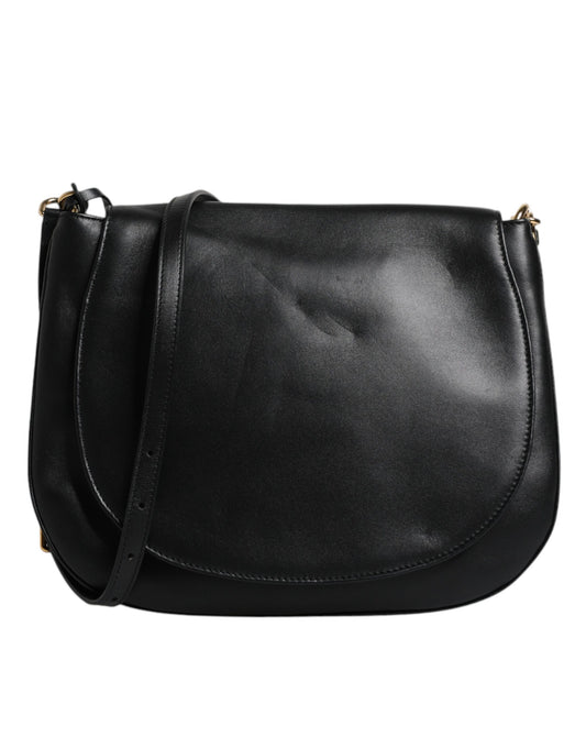 Dolce & Gabbana Schwarze Leder-Umhängetasche mit Klappe