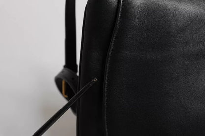 Dolce & Gabbana Schwarze Leder-Umhängetasche mit Klappe