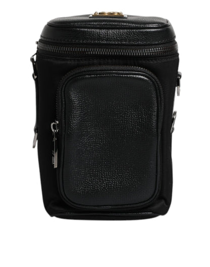 Dolce & Gabbana Schwarzes Leder Logo Geldbörse Crossbody Kameratasche