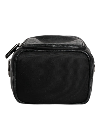 Dolce & Gabbana Schwarzes Leder Logo Geldbörse Crossbody Kameratasche