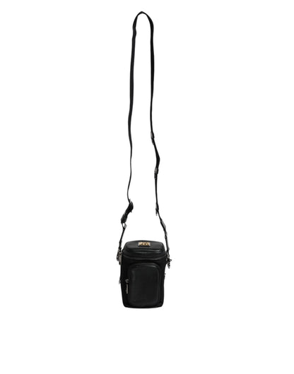 Dolce & Gabbana Schwarzes Leder Logo Geldbörse Crossbody Kameratasche