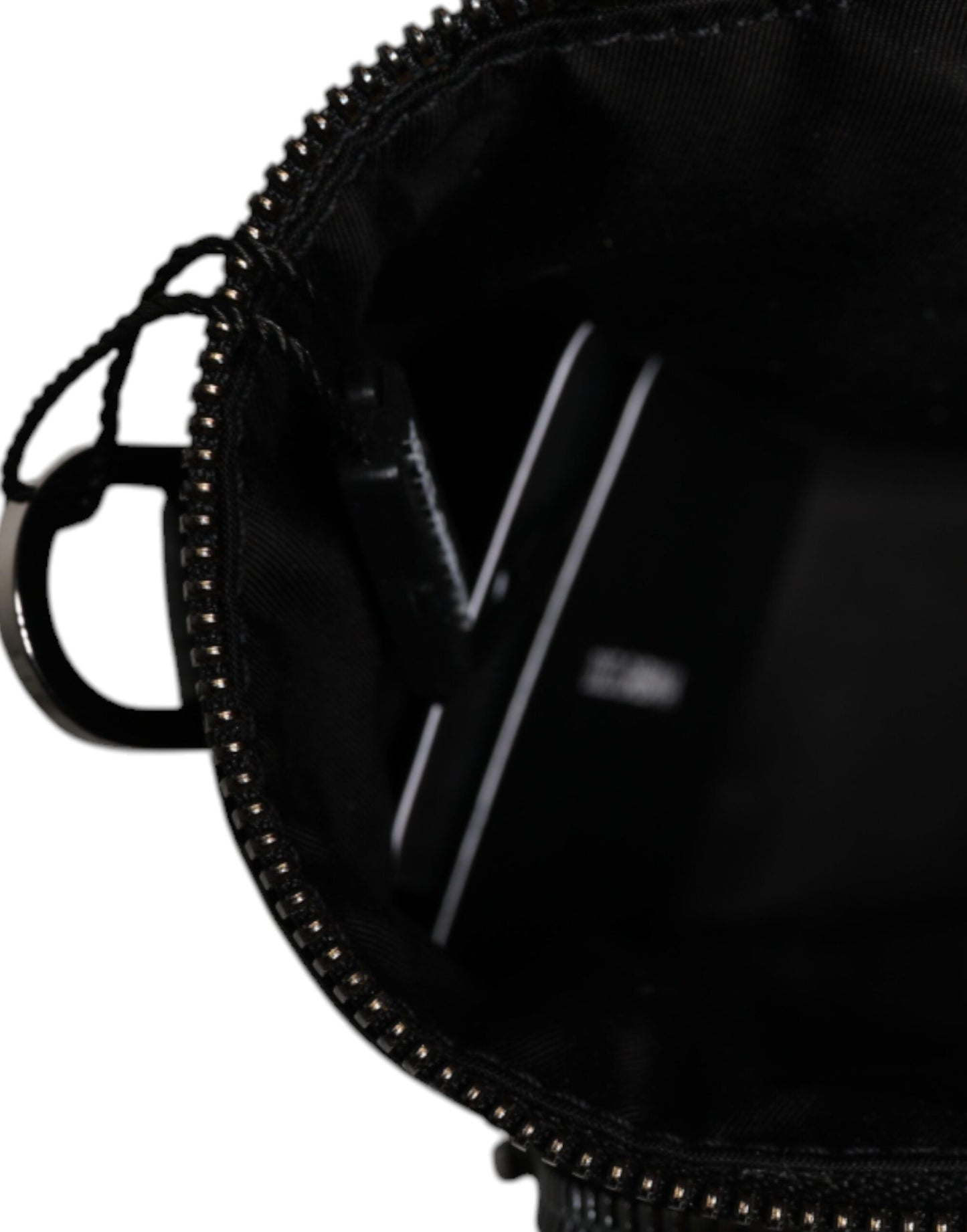 Dolce & Gabbana Schwarzes Leder Logo Geldbörse Crossbody Kameratasche