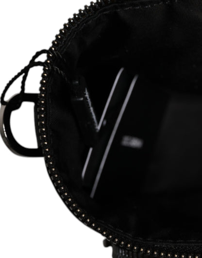 Dolce & Gabbana Schwarzes Leder Logo Geldbörse Crossbody Kameratasche