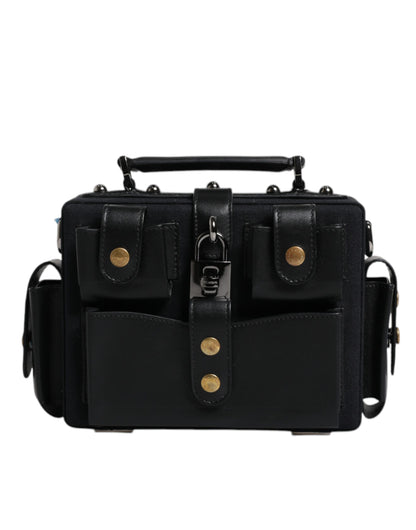 Dolce & Gabbana Schwarze Leder Crossbody Tasche mit oberem Griff