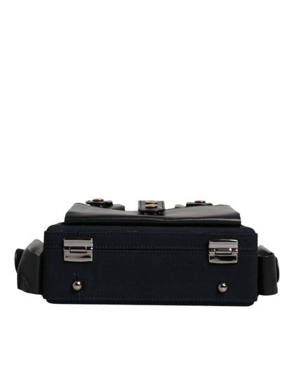 Dolce & Gabbana Schwarze Leder Crossbody Tasche mit oberem Griff