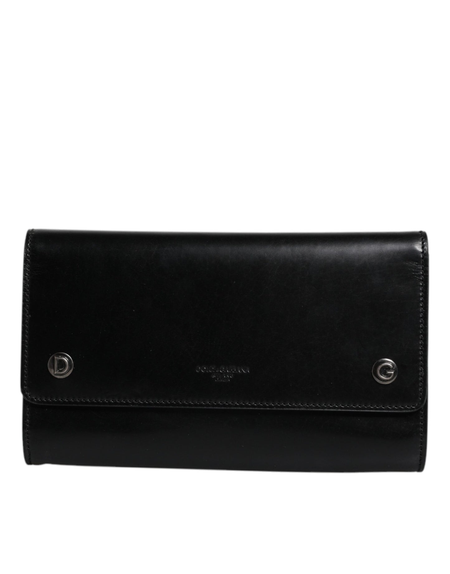 Dolce & Gabbana Schwarze Leder-Crossbody-Tasche mit Logoprägung
