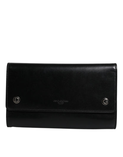 Dolce & Gabbana Schwarze Leder-Crossbody-Tasche mit Logoprägung