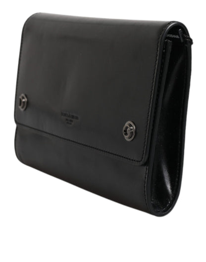 Dolce & Gabbana Schwarze Leder-Crossbody-Tasche mit Logoprägung