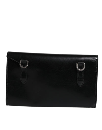Dolce & Gabbana Schwarze Leder-Crossbody-Tasche mit Logoprägung