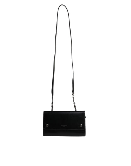 Dolce & Gabbana Schwarze Leder-Crossbody-Tasche mit Logoprägung