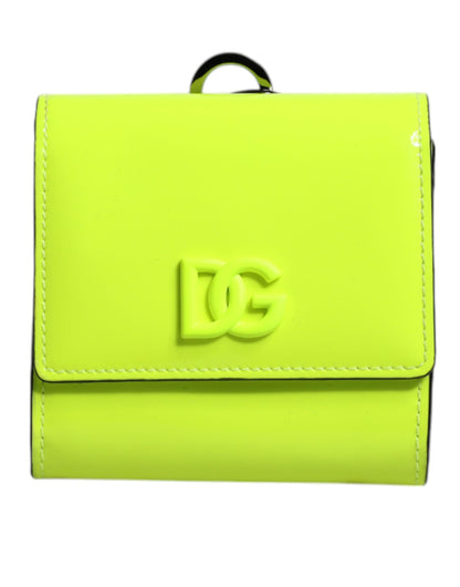 Dolce & Gabbana Gelb Grün Bifold DG Logo Halsband Karteninhaber Brieftasche