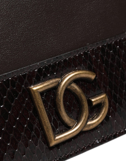 Dolce & Gabbana Braunes Leder Bifold DG Logo Cardholder Sling Strap Wallet