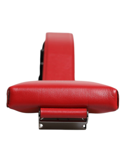Dolce & Gabbana Rotes Leder Logo Zip um Kartenhalter Breite Riemen Brieftasche