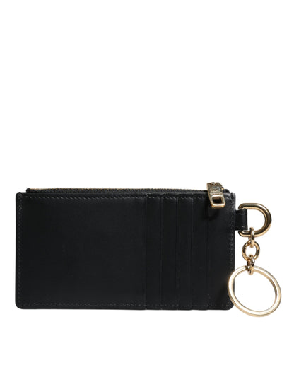 Dolce & Gabbana Schwarzes Kalbsleder DG Logo Kartenhalter Brieftasche