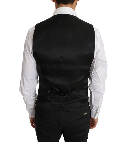 Dolce & Gabbana Schwarze Weste aus fester Wolle und Seide