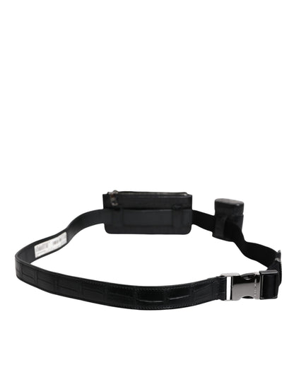 Dolce & Gabbana Schwarzes Alligatorleder Airpods Fall Münze Geldbeutel Brieftasche
