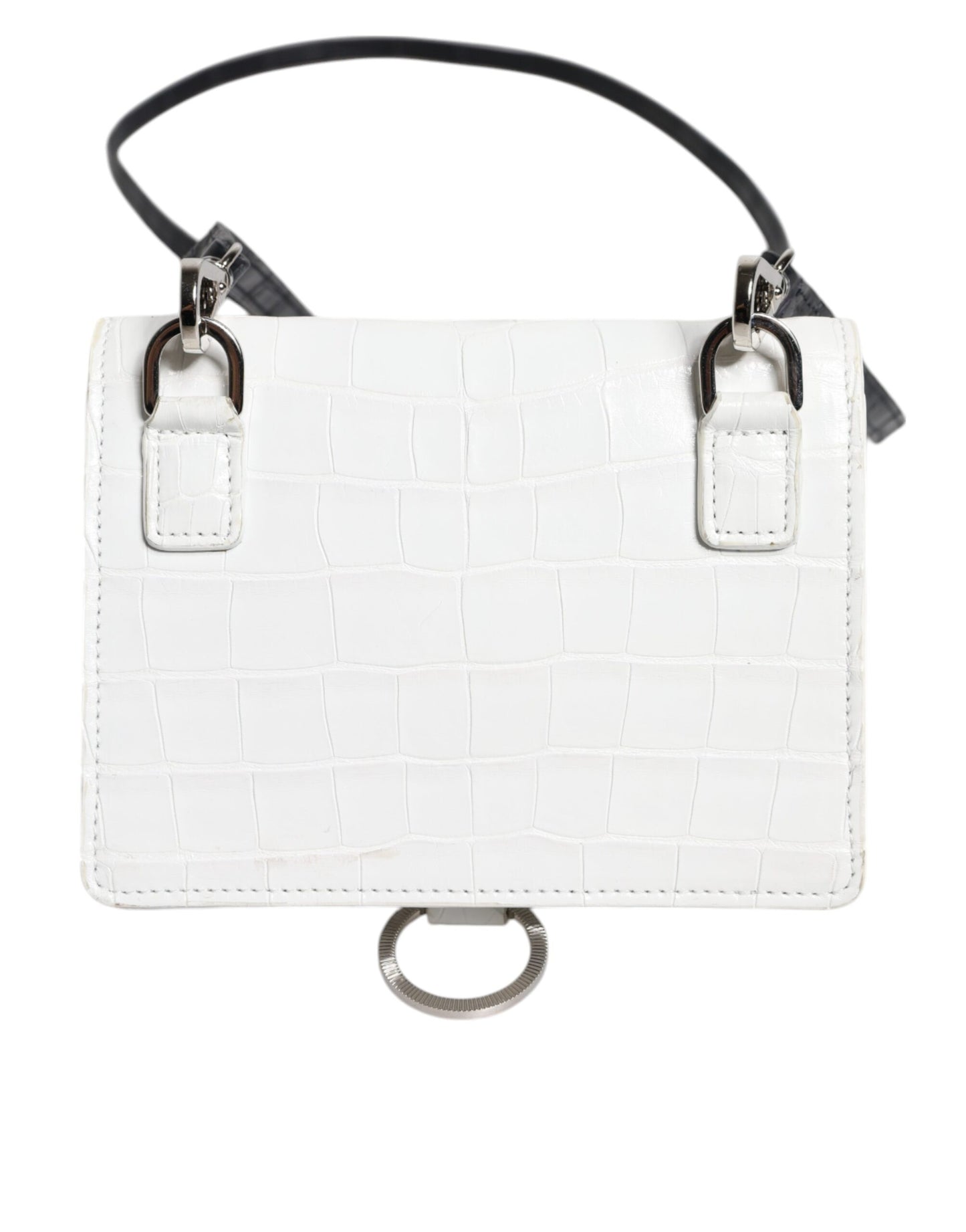 Dolce & Gabbana Weiß Blau Leder Bifold Crossbody Sling Geldbörse