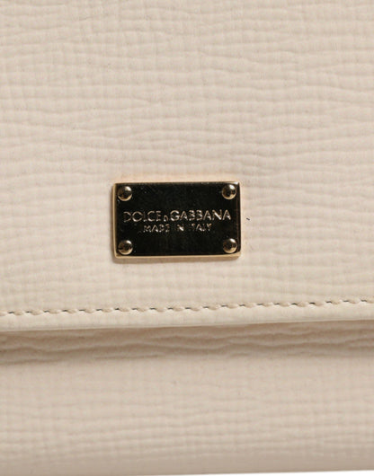 Dolce & Gabbana Beige Leder Trifold Logo Plaque Kartenhalter Brieftasche