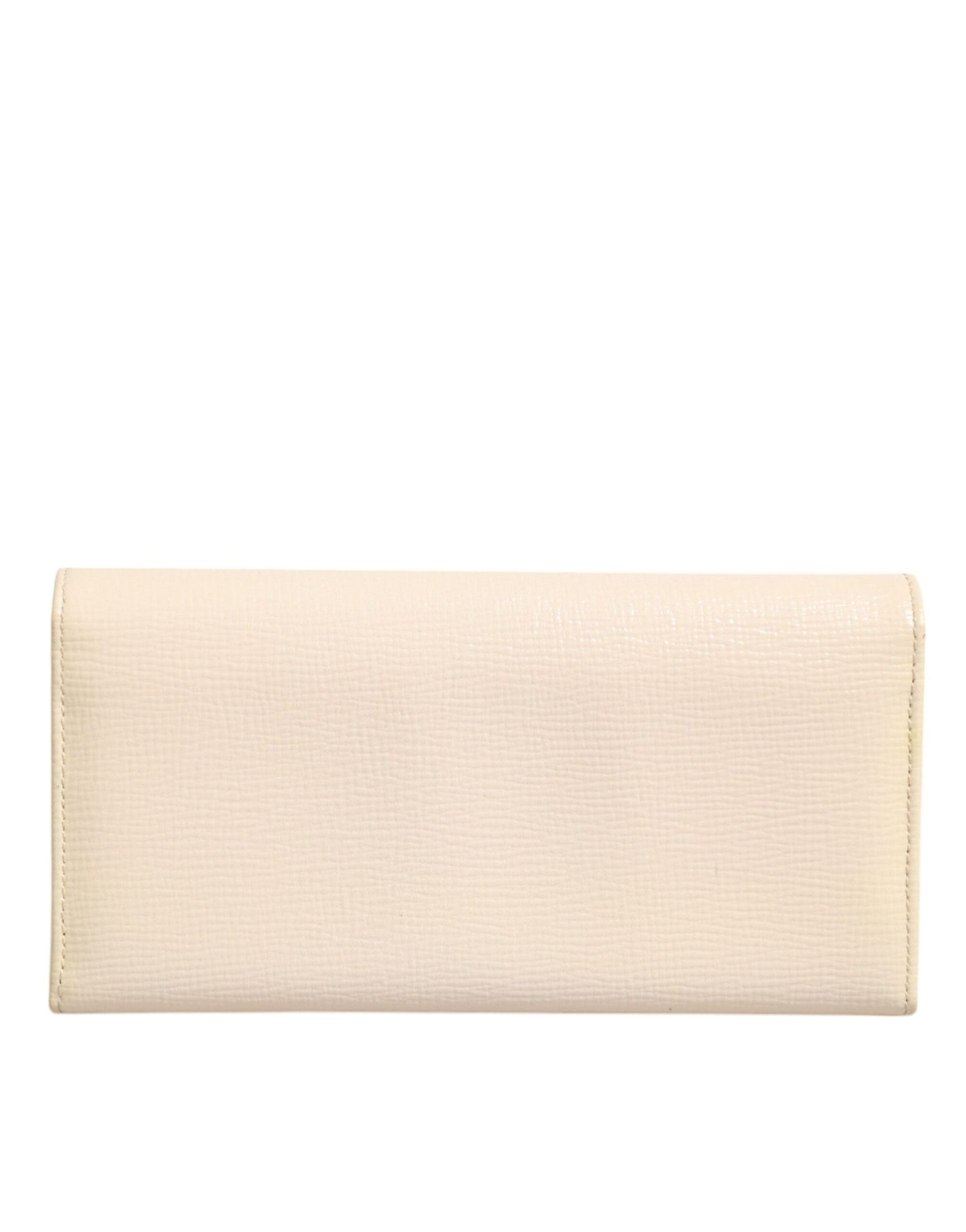 Dolce & Gabbana Beige Leder Trifold Logo Plaque Kartenhalter Brieftasche