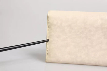 Dolce & Gabbana Beige Leder Trifold Logo Plaque Kartenhalter Brieftasche