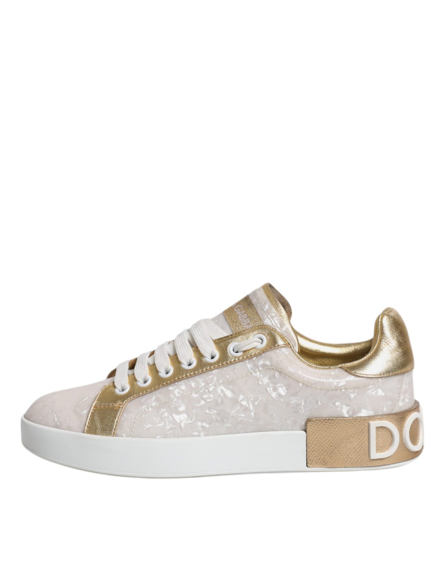 Dolce & Gabbana Weiß Portofino Mutter der Perle Turnschuhe Freizeitschuhe