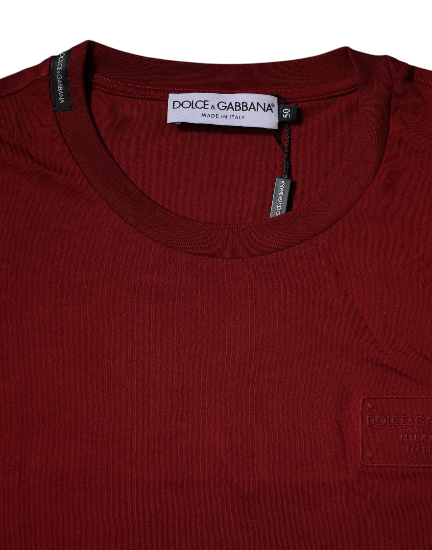Dolce & Gabbana Maroon Logo Rundhalsausschnitt Kurzarm-T-Shirt
