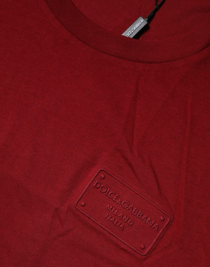 Dolce & Gabbana Maroon Logo Rundhalsausschnitt Kurzarm-T-Shirt
