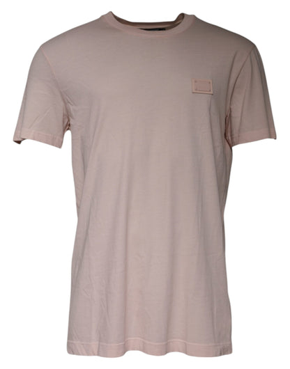 Dolce & Gabbana Beige Logo Rundhalsausschnitt Kurzarm-T-Shirt