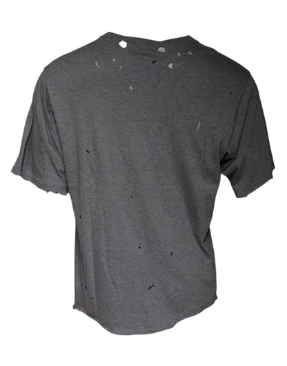 Dolce & Gabbana Graues Logo Rundhalsausschnitt Kurzarm-T-Shirt