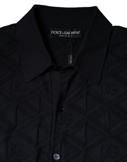 Dolce & Gabbana Schwarze Seide Rundhalsausschnitt Männer Strickjacke Pullover