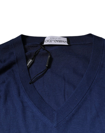 Dolce & Gabbana Marineblauer Kaschmirpullover mit V-Ausschnitt