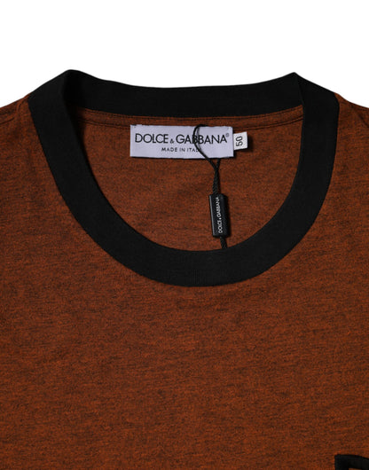 Dolce & Gabbana Braunes DG Logo Polyester T-Shirt mit Rundhalsausschnitt