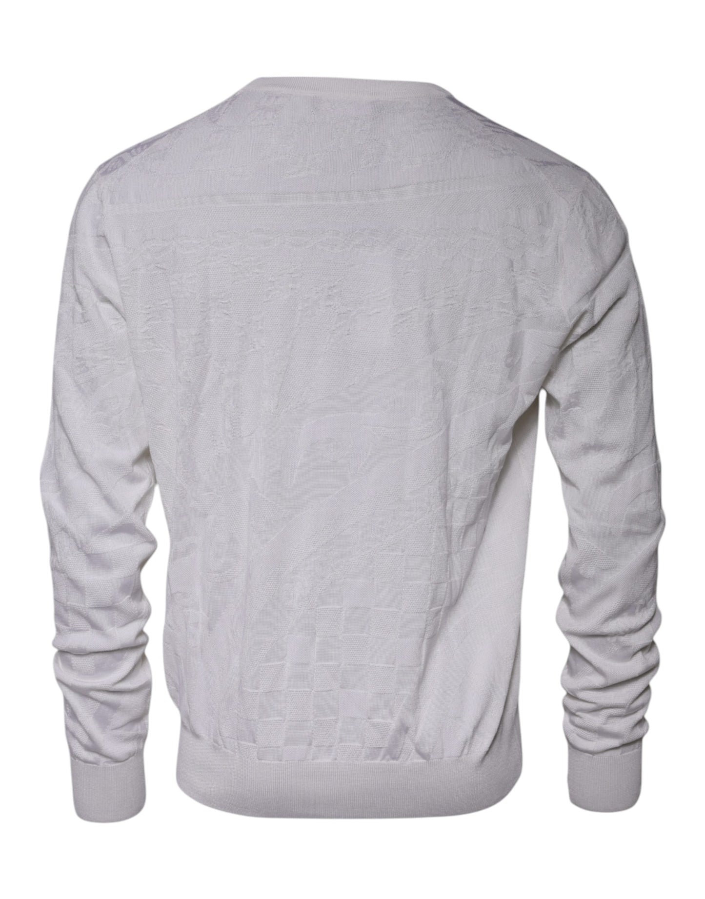 Dolce & Gabbana Weißer Seiden-Rundhals-Pullover für Männer